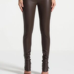 Maniere De Voir Dark Brown Leather Leggings